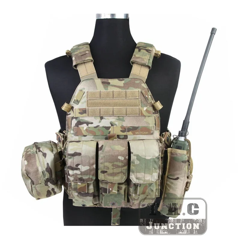 Emerson LBT-6094A Tactical Style Vest + Accessory Pouch Modular MOLLE Plate Carrier Airsoft Vest W/ Triple Mag Pouch Radio Pouch