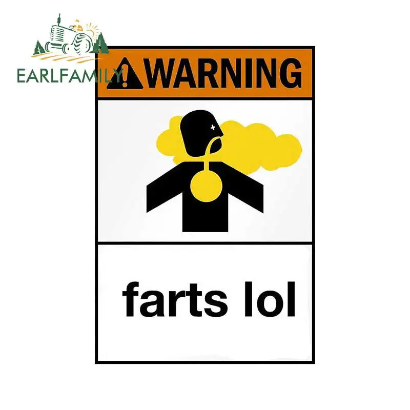 EARLFAMILY 13cm x 9cm Inhalation Hazard Warning Sticker Window Bumper Wall Decal Waterproof Car Sticker Graphic