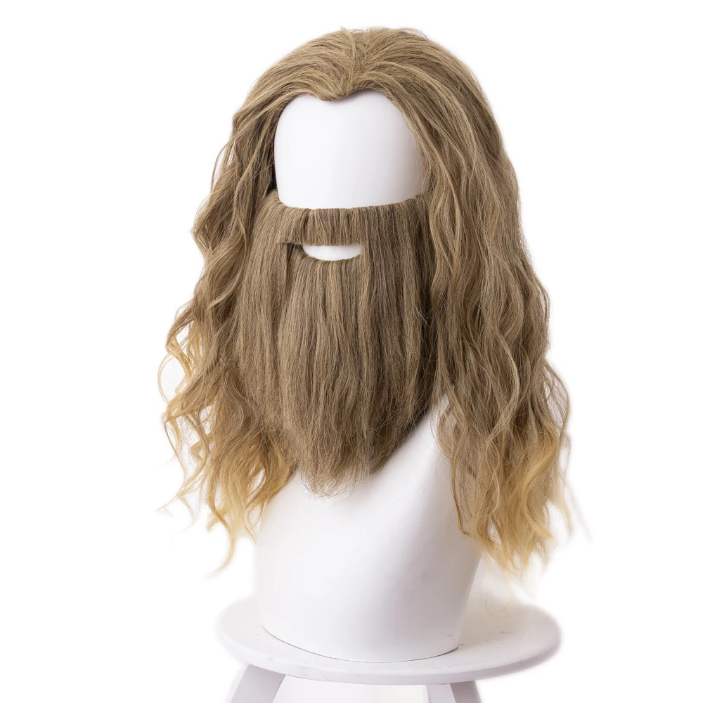 Cosplay Costume Wig Fat Thor 45cm Blonde Curly Heat Resistant Synthetic Hair Wig + Wig Cap