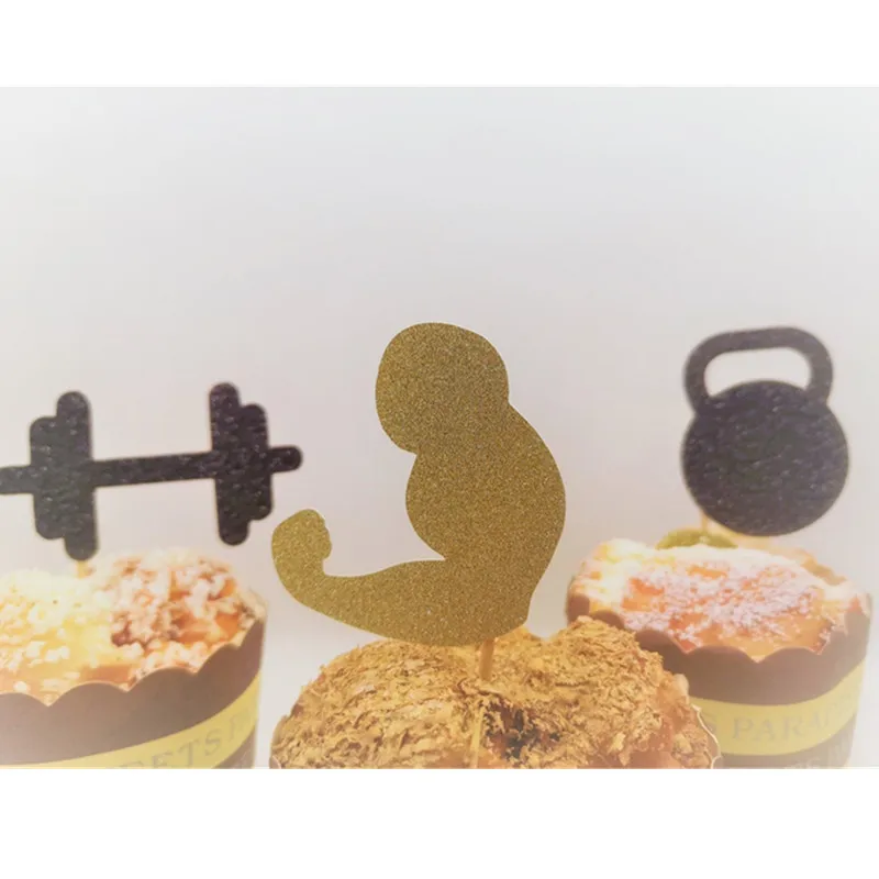 Custom Gym Theme, Party Decorations, Weight Lifting, Cross Fit Party, Fitness Themed Party, Gym Cupcake Topper, Workout Decor