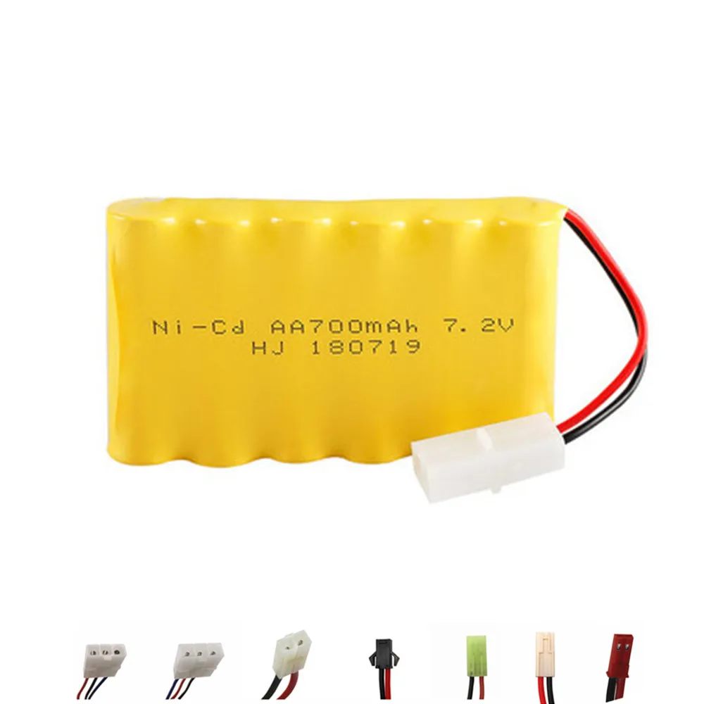 7.2v 700mah Ni-CD Battery + 7.2v Charger For Rc toy Car Boat parts NICD 72v Rechargeable Battery Pack for rc truck Train Gun