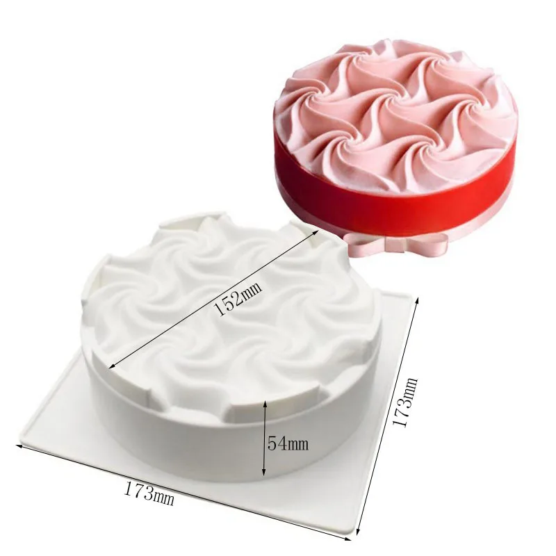 Round Water Ripple Silicone Cake Mold for Mousse Chiffon Chocolate Cheese Ice Cream Pudding Dessert Baking Pan Decorating Tools