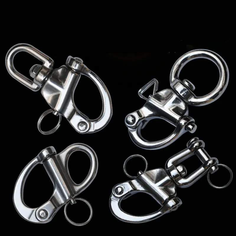 Marine 316 Stainless Steel Fixed Eye Snap Shackle Quick Release Boat Anchor Chain Eye Jaw Swivel Stainless Snap Shackle Hook