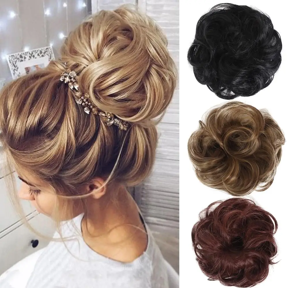 Elastic Chignon Curly Messy Wavy Hair Bun Extension Hairpiece Wig Scrunchie