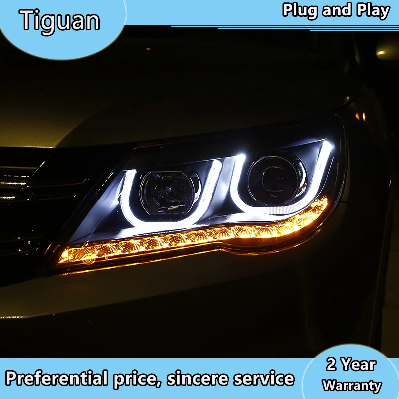 Car Styling For VW 2010-2013 Tiguan Headlights New Tiguan LED Headlight DRL Lens Double Beam H7 HID Xenon Car Accessories