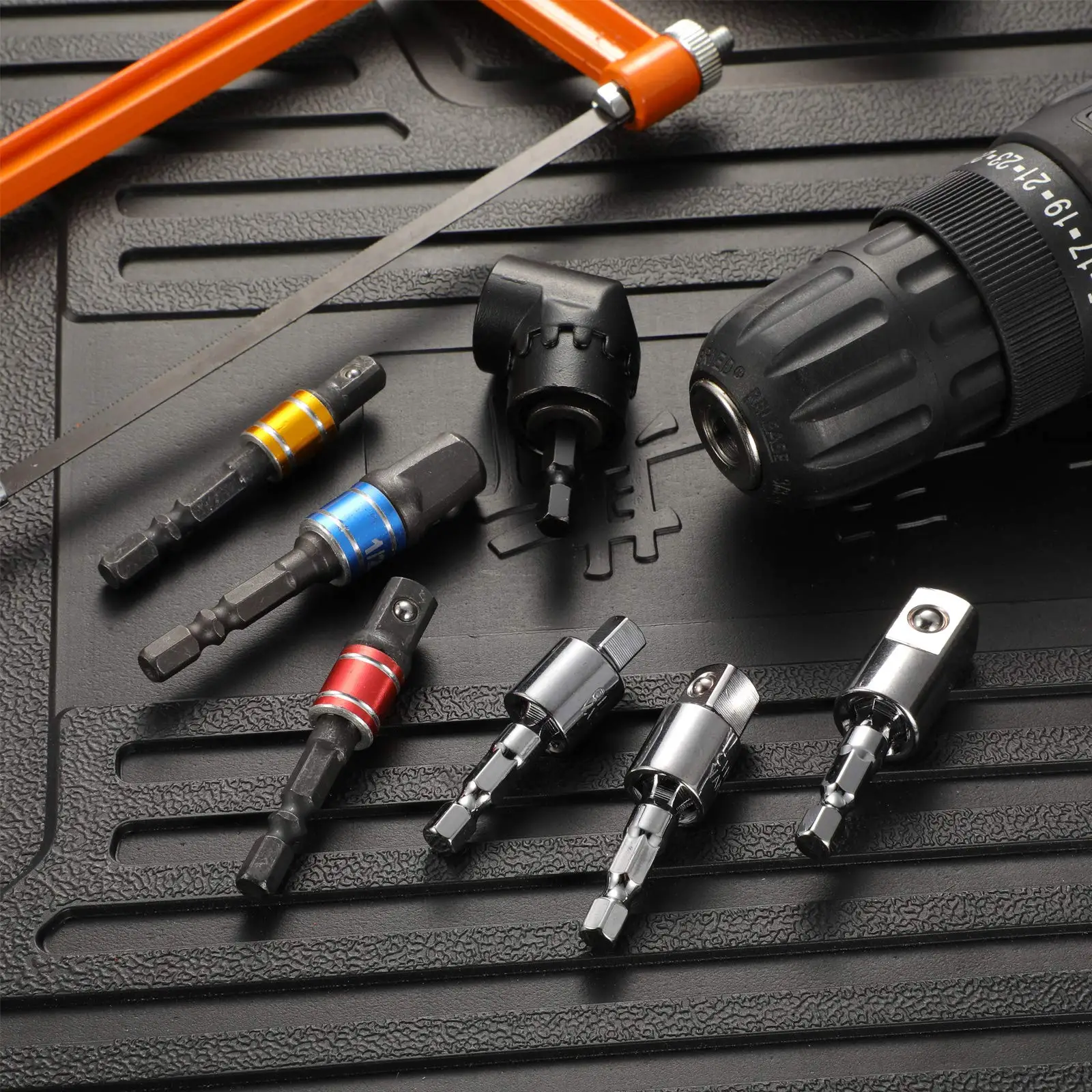 1/3pc 360° Drill Socket Adapter/105° Angle Screwdriver Hex Bit Socket Holder Adapter/1/4 3/8 1/2 Hex Shank Square Head Drill Bit