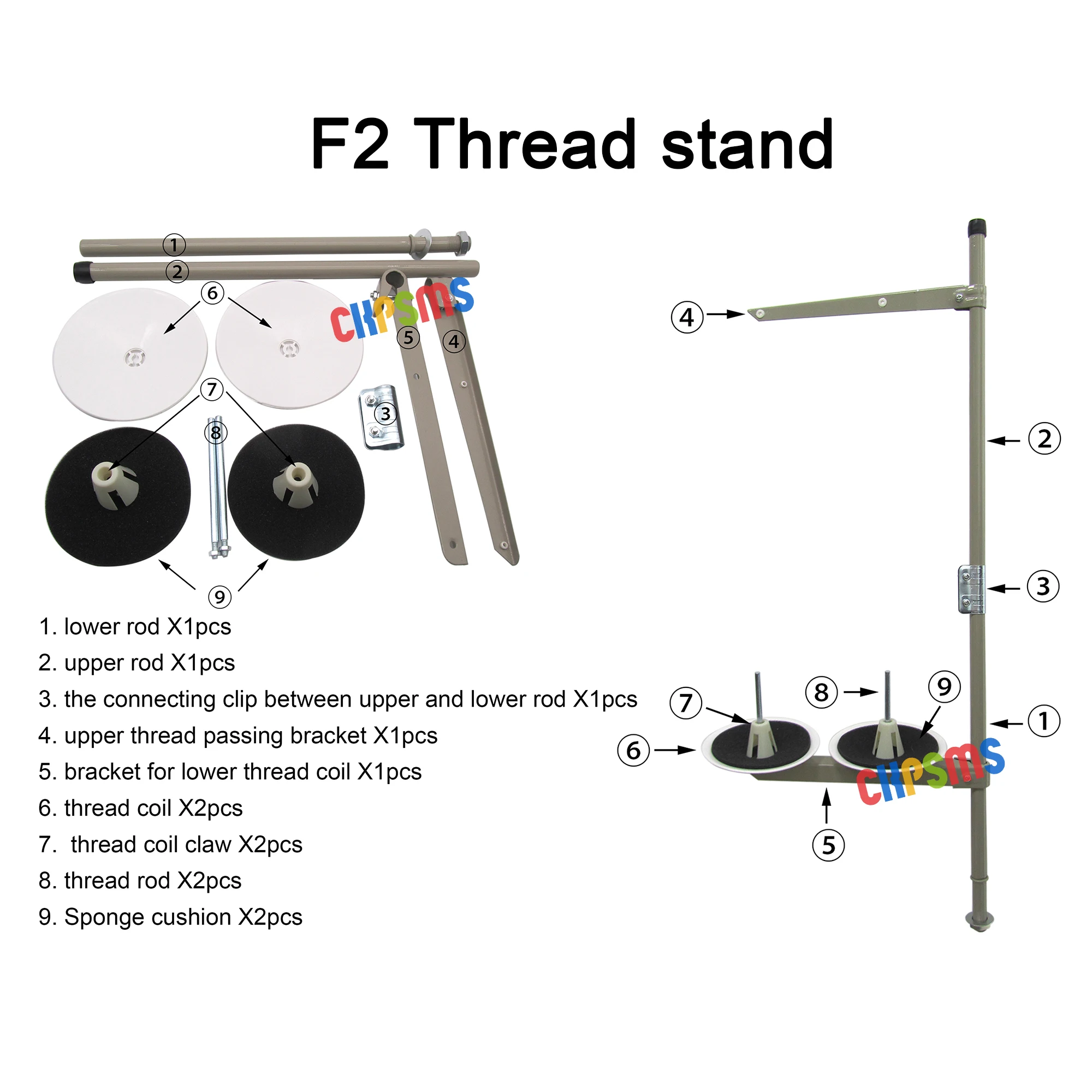 #F2 2 SPOOL THREAD STAND PIPE THRU TOP FOR JUKI DDL-5550 DDL-8700 DDL-9000 INDUSTRIAL SEWING MACHINES