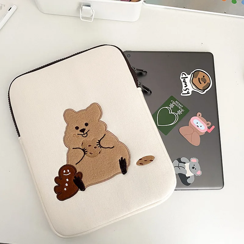 Cartoon Bear Tablet Storage Pouch for Ipad Pro 11 12.9 Xiaomi Mi Pad 5 Protective Case 13.3 14 15.6 Inch Notebook Laptop Bag