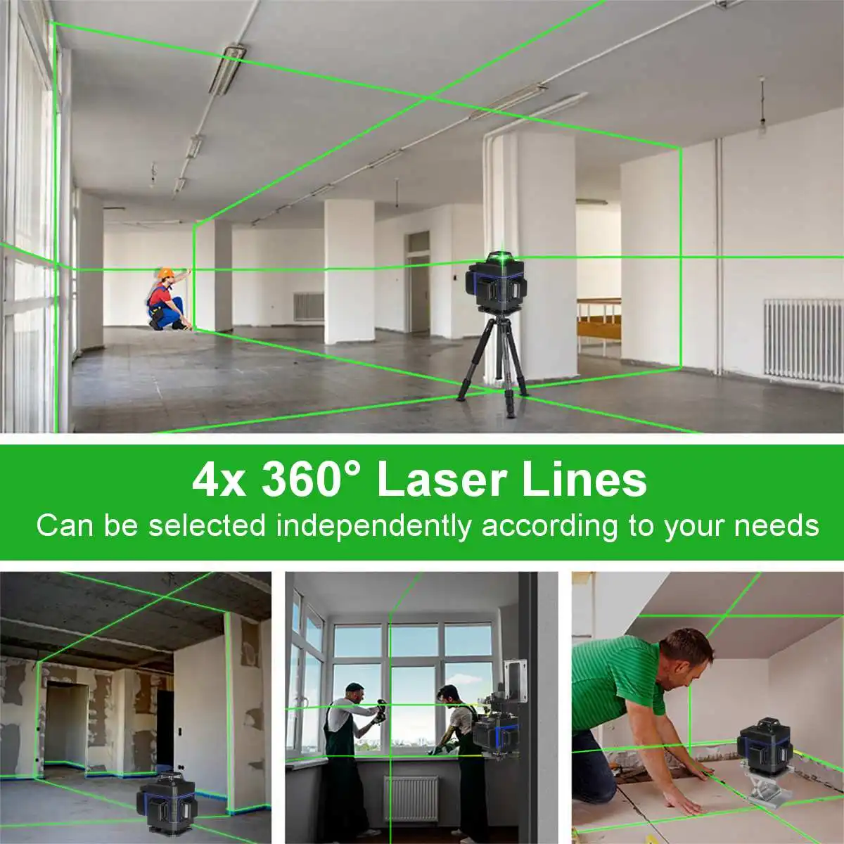 FASGet 4D 16 Lines Green Laser Levels 360 Horizontal &Vertical Cross Lines With Auto Self-Leveling super powerful Laser Beam