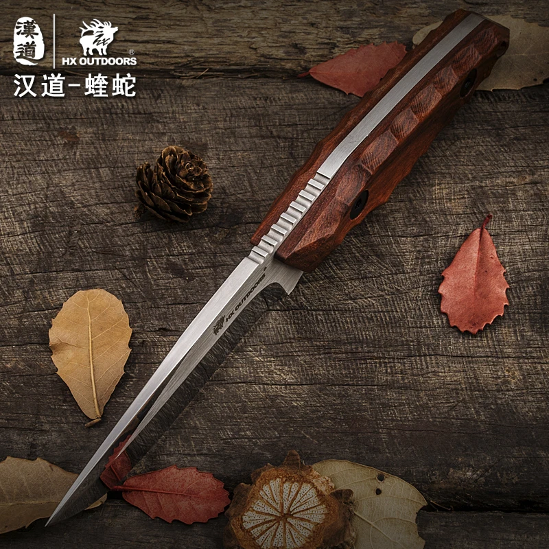 HX OUTDOORS Fixed Blade Camping Knife Hunting Rescue Knives Survival Tool Rosewood Handle 5Cr15Mov Blade Edc Fish Tools Dropship