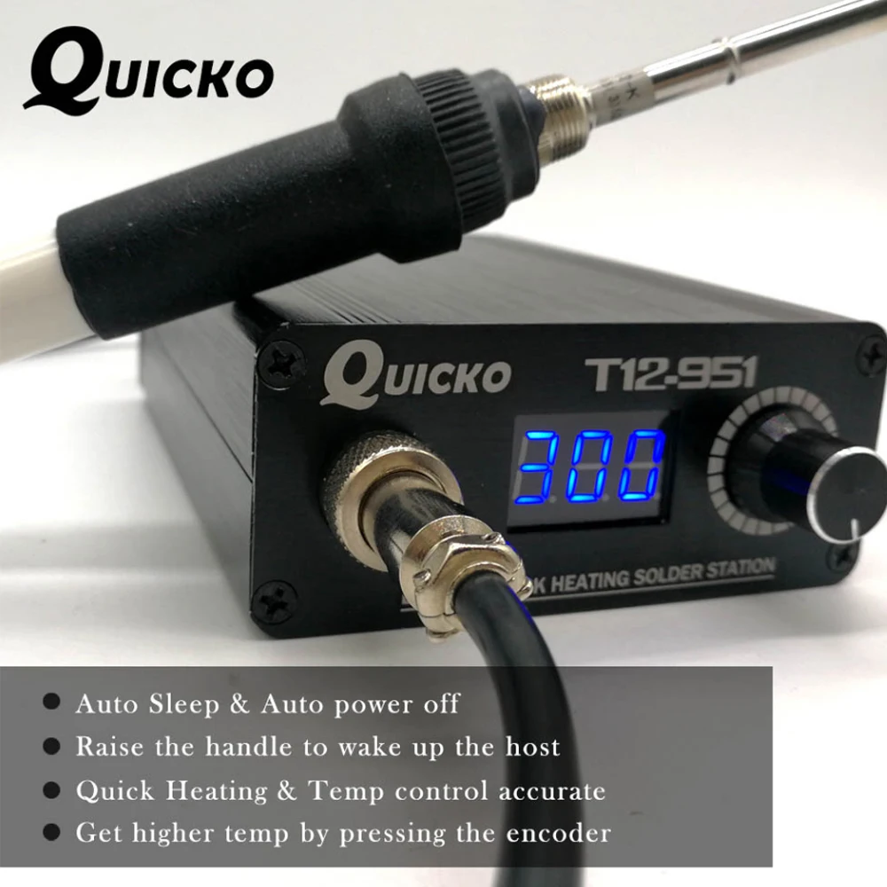 QUICKO STC LED T12-951 Digital Display Soldering Station White Photoelectric Soldering Iron T12 Handle