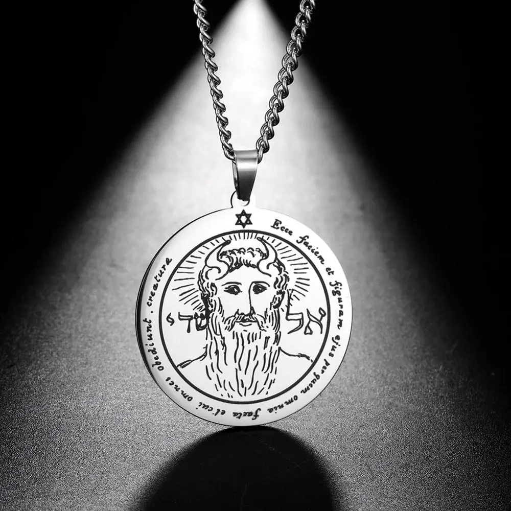 My Shape Key of Solomon First Third Pentacle Of The Moon Mercury Sun Saturn Stainless Steel Necklaces for Men Amulet Jewelry