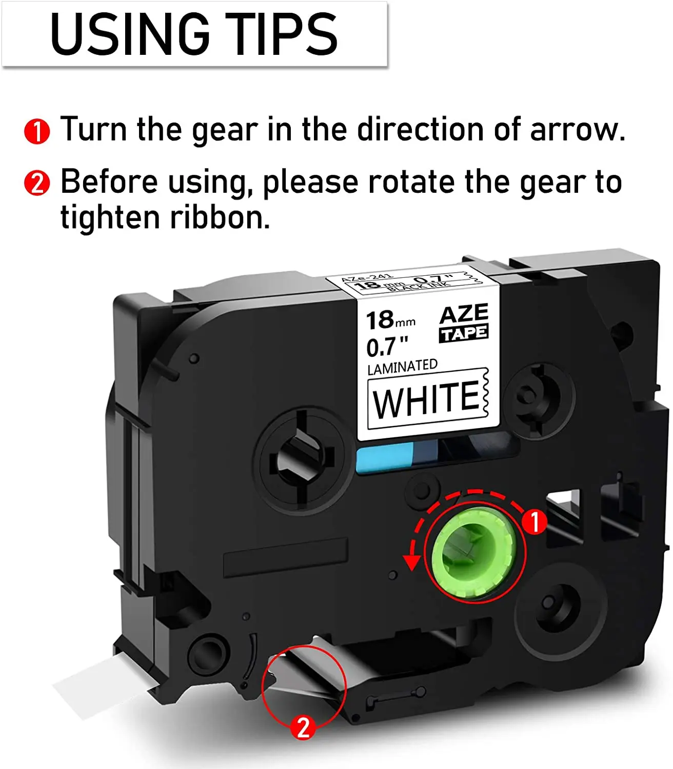 5PCS Label Tape 18mm Mutiple Colors Compatible for Brother P-touch Printer Black on White Laminated Tapes tze241 tze441 tze641