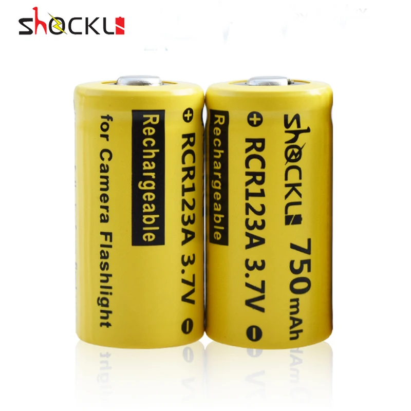 Shockli RCR 123 16340 750mAh 3.7V Li-ion Rechargeable Battery Lithium Batteries for  Arlo HD Camera , flashlights, laser pen