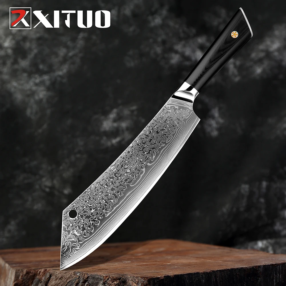 XITUO Damascus Steel Broadsword Professional Chef Knife Beef knife Ultra Sharp Fish knife Cleaver Slice Knives Domineering knife