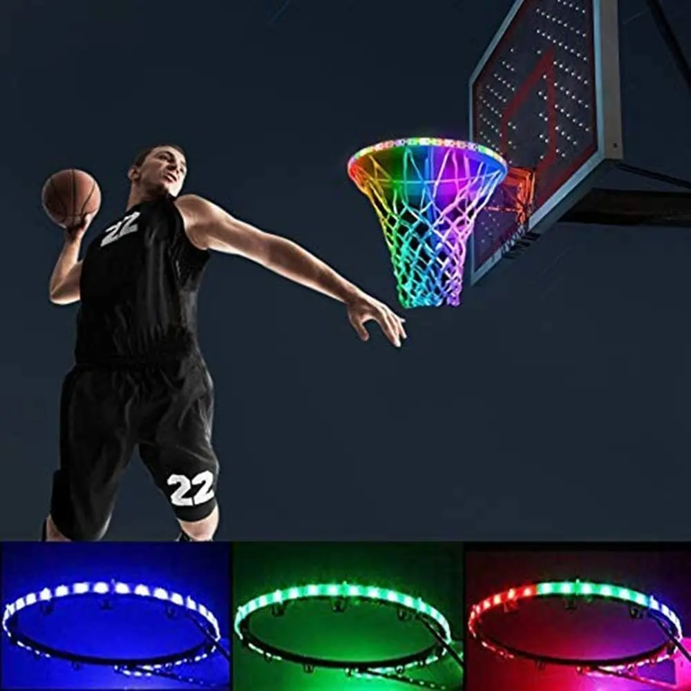 Solar Powered LED Basket Hoop Strip Light Lamp 1.5M 45led for Basketball Rim Frame Outdoor Waterproof Playing At Night Shooting