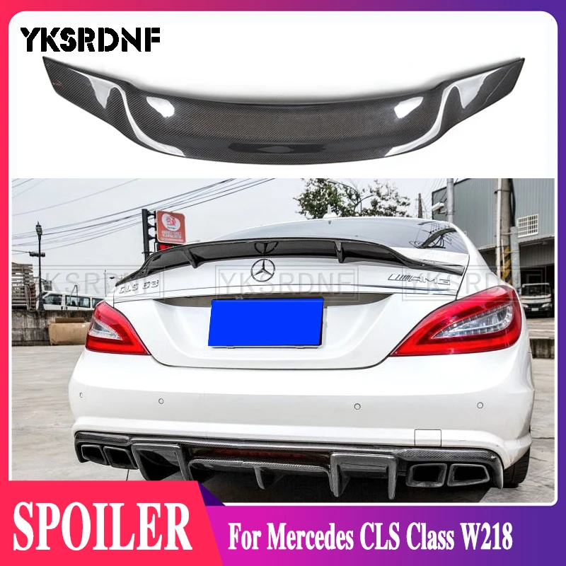 

YKSRDNF For Mercedes CLS Class W218 Spoiler Carbon Fiber Rear Trunk Spoiler Wing R Style 2011 2012 2013 2014 2015 2016