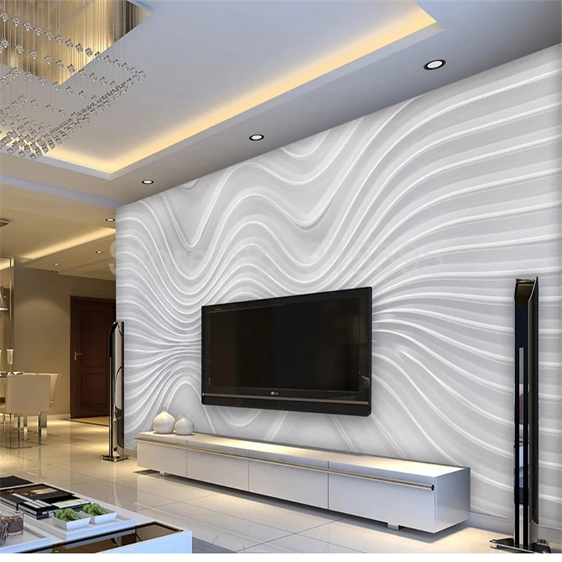 

Custom Mural Wallpaper 3D Relief Wavy Curve Stripes Living Room TV Background Wall Painting