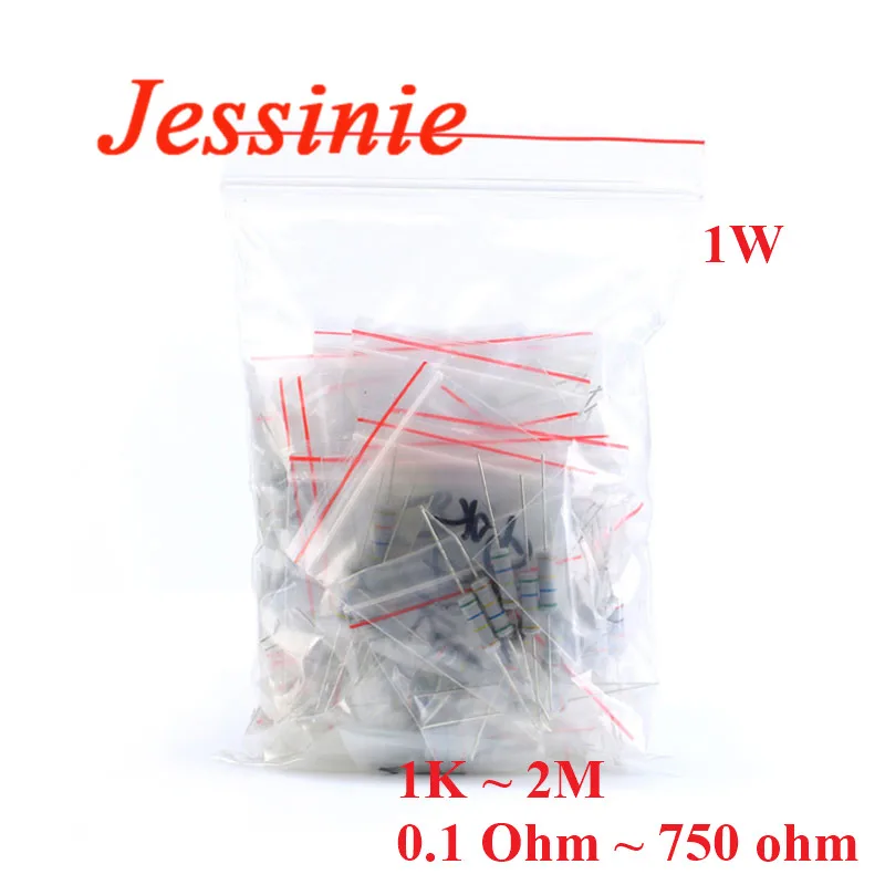 300Pcs 1W Carbon Film Resistors 0.1 Ohm ~ 750 ohm or 1K ~ 2M 5% Assorted Kit  Resistance 30 Values*10pcs