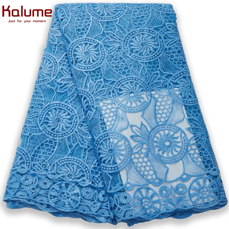 

Kalume African Lace Fabric By 5 Yards Sequins Nigerian French Tulle Milk Silk Lace Fabrics For Sew Party Dress Diy Cloth H2692