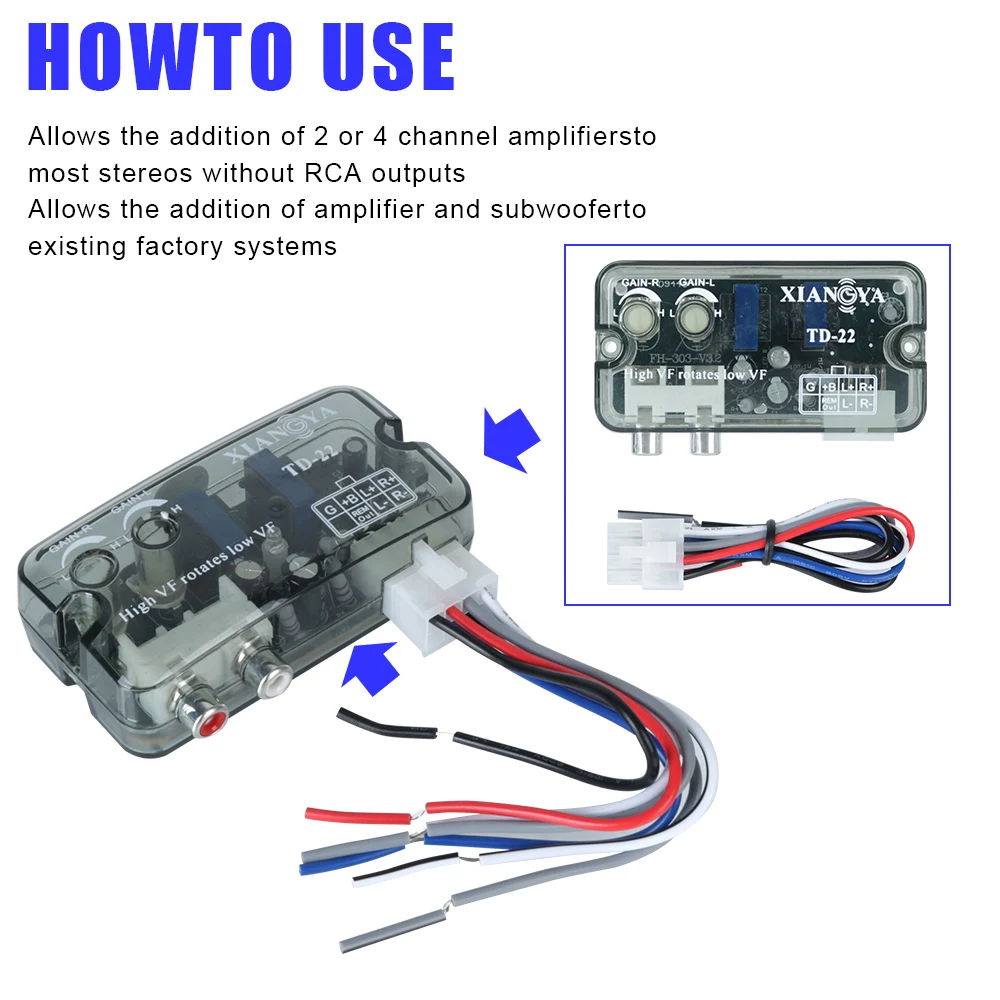Auto Car Audio Converter RCA Stereo Adjustable Frequency Line 12V Converter Adapter Car Subwoofer Stero Radio Converters