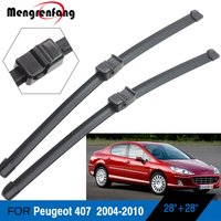 For Peugeot 407 Car Front Windscreen Wiper Blades Frameless Rubber Wiper Side Pin Arms 2004 2005 2006 2007 2008 2009 2010