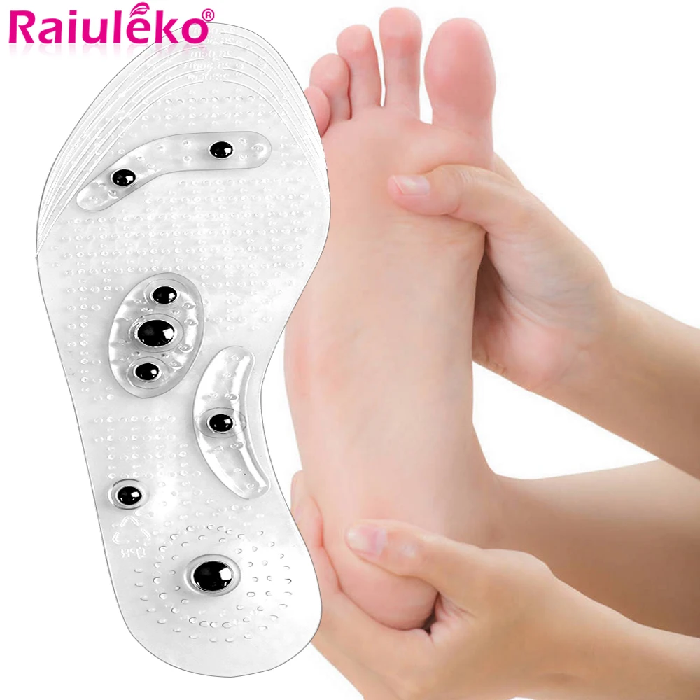 

Unisex Magnetic Massage Insoles Foot Acupressure Shoe Pads Therapy Slimming Insoles Weight Loss Transparent Health Foot Massage