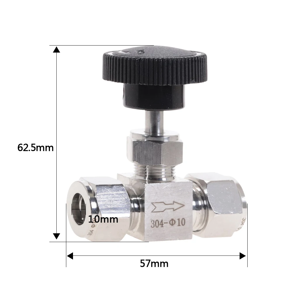 Adjustable Needle Valve O.D 3 4 6 8 10 12mm Tube Stainless Steel 304 High Pressure Acid Proof Straight Card Set Crane