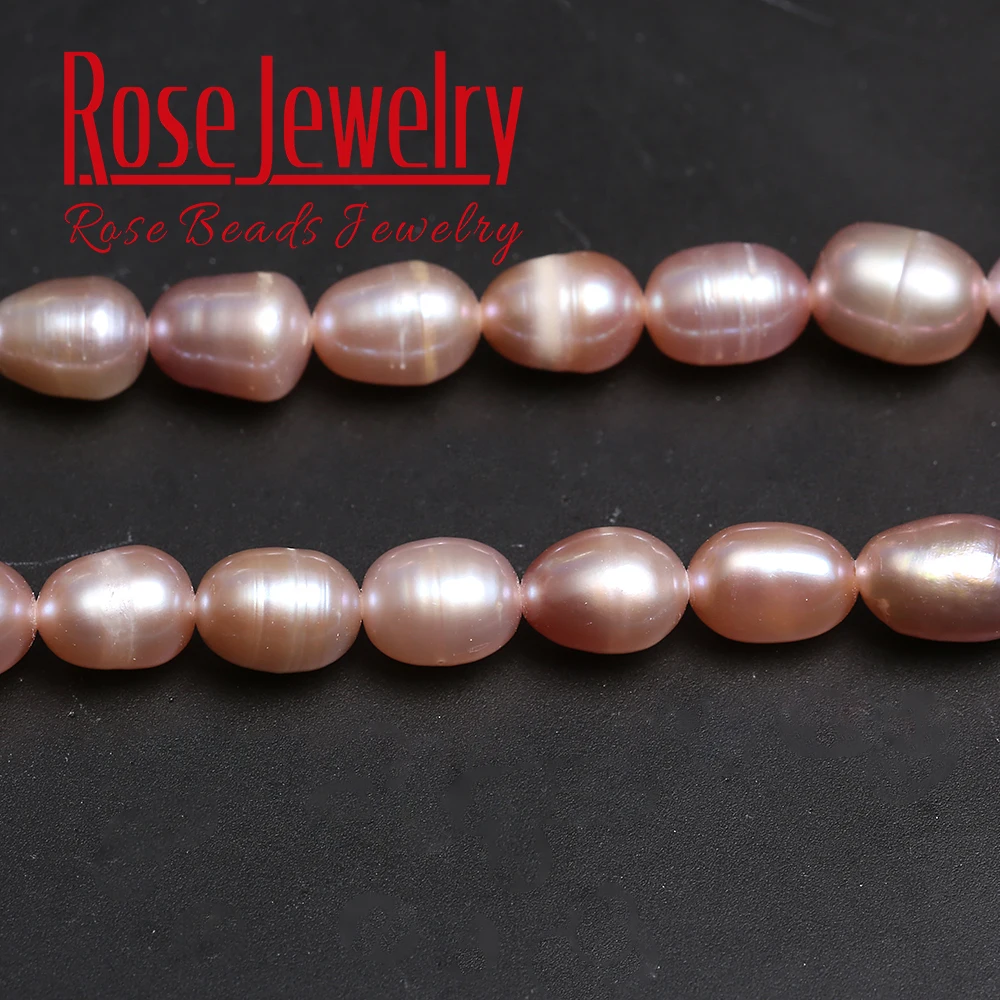 4A Quality 100% Real Natural Freshwater Cultured Pink Pearls Rice Shape Loose Beads 36 cm Strand 3-11 mm Size For Jewelry Making