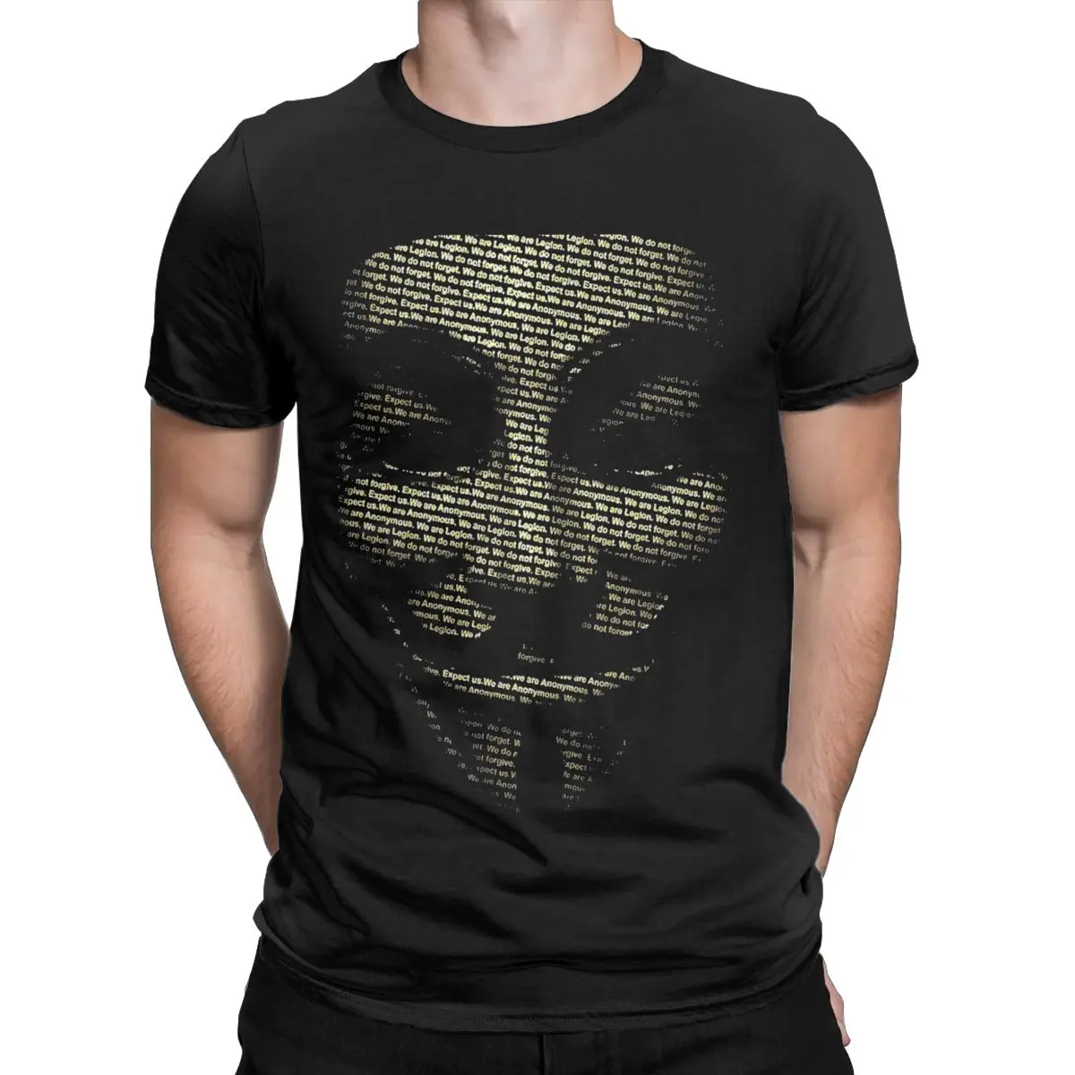 We Are Anonymous V For Vendetta T-Shirt for Men Novelty Pure Cotton Tee Shirt Crewneck Short Sleeve T Shirts Printing Clothes