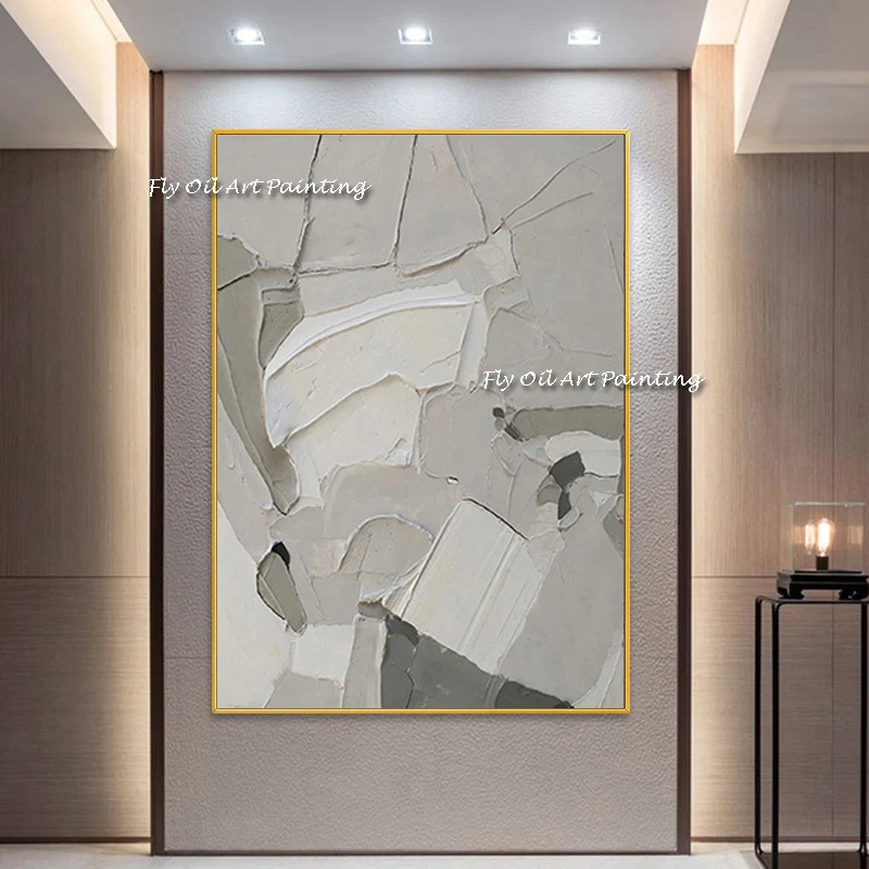 

100% Hand-painted Abstract Grey Color Oil Painting Wall Pictures Canvas Art Unframed Texture Artwork For Living Room Decoration