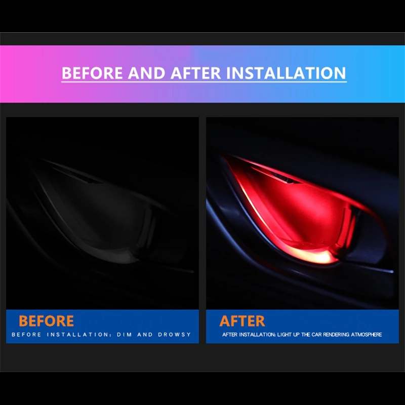 QCDIN LED سيارة الداخلية المحيطة ضوء مقبض الباب السلطانية أضواء الزخرفية مسند الذراع تخزين الضوء المحيط