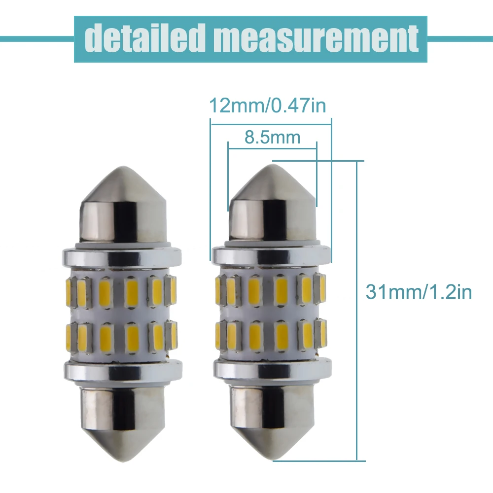 Pair 31mm C5W Car LED Warm White Red Amber Festoon Interior Dome Map Reading Light License Plate Trunk Door Lamp Globe Bulb 12V
