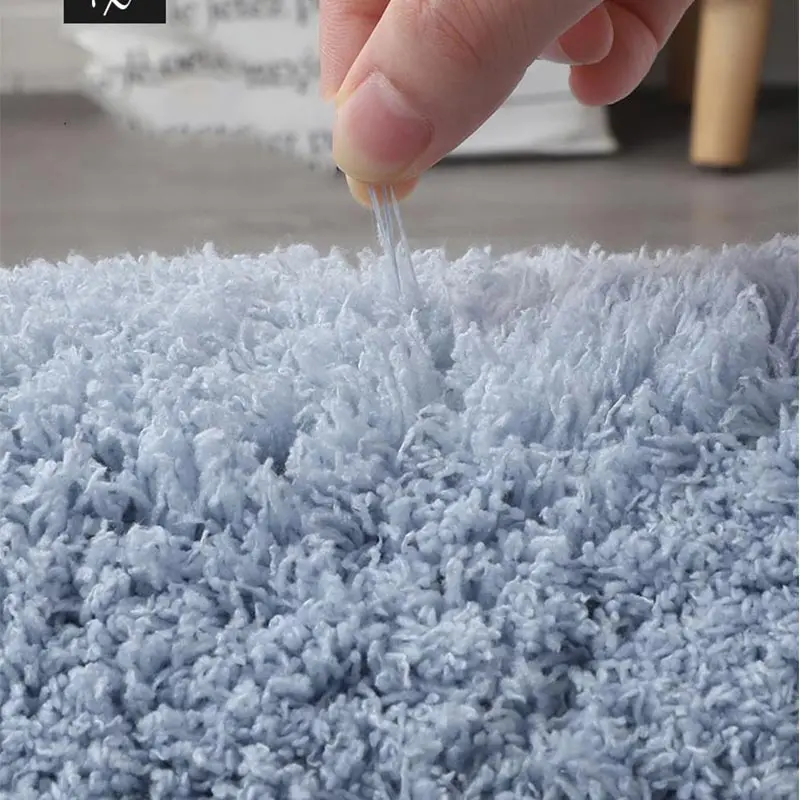 European Furry Living Room Center Carpet Kids Lounge Rug Bedroom Decoration Modern Fluffy Door Mat Gray Blue bathroom Floor Mat