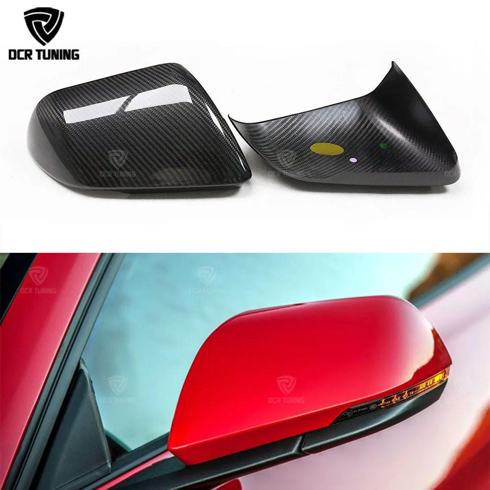 For Ford Mustang Carbon Fiber Rear View Mirror Cover Gloss Black Finish Add On Style 2008 - UP Mustang carbon fiber caps