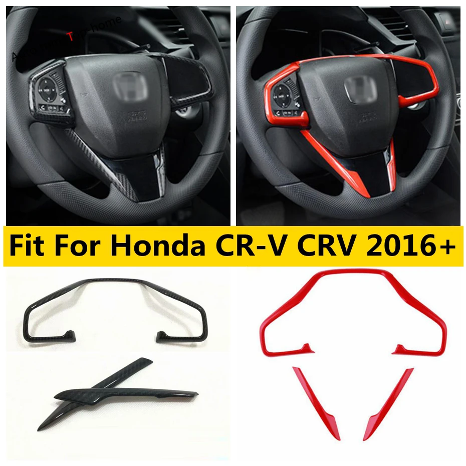 

Yimaautotrims Car Steering Wheel Strip Cover Trim Fit For Honda CR-V CRV 2016 - 2020 Red / Carbon Fiber Look Interior