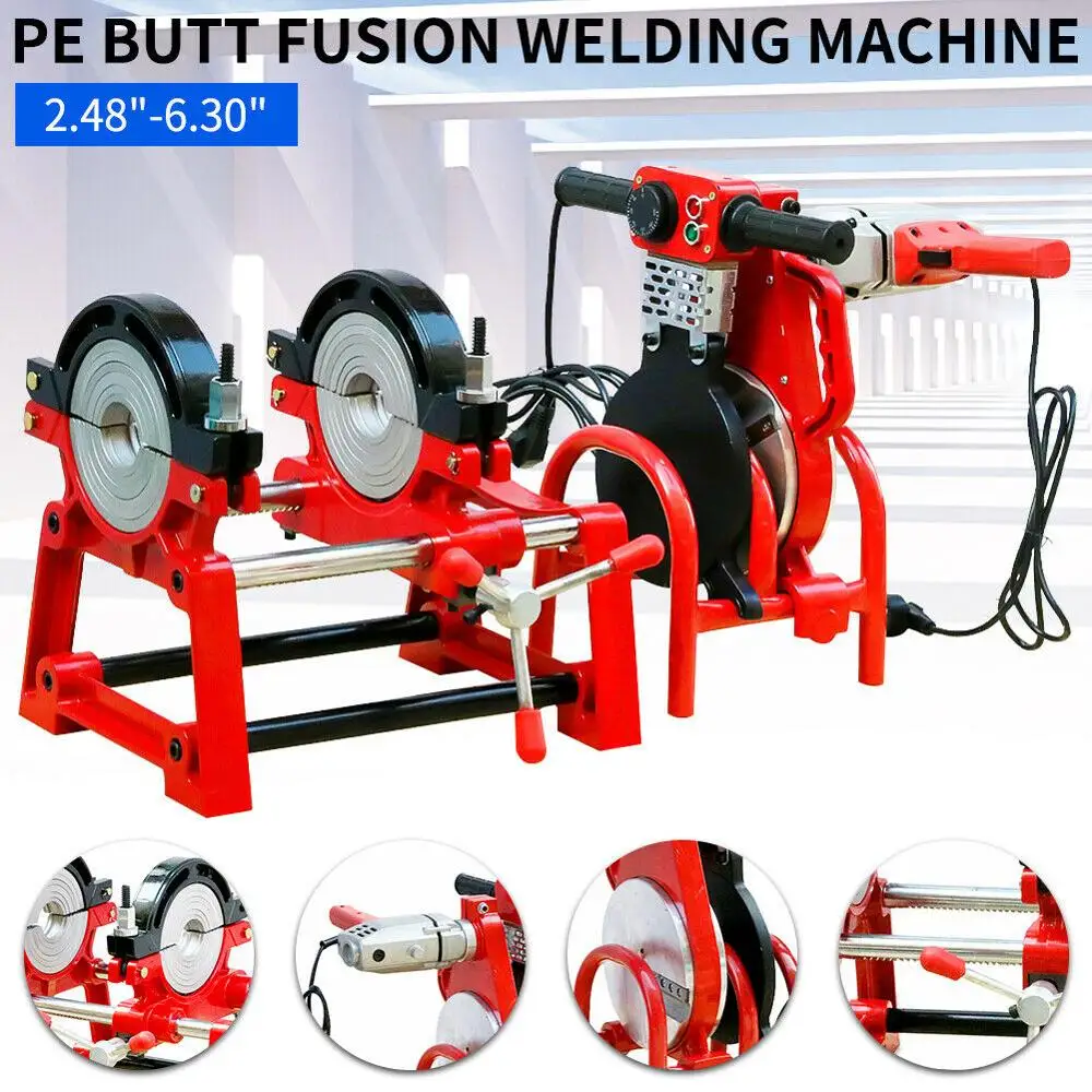 

110V Manual Pipe Butt Fusion Welder PE HDPE PB PVC Piping Welding 2.48"-6.30" Plastic Pipes Hot melt Machine