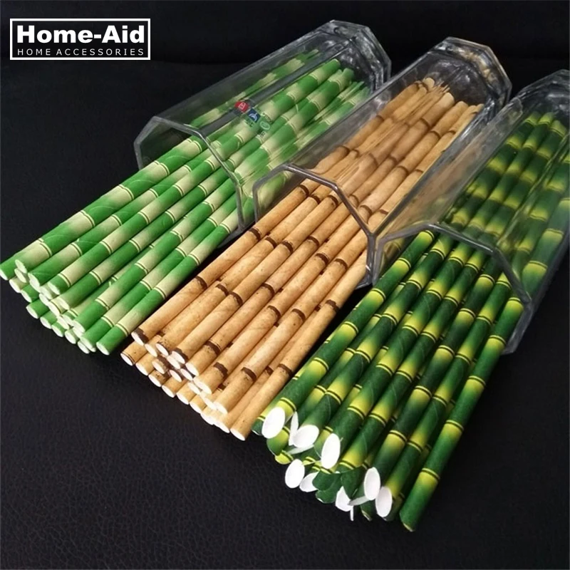 

100pcs 19.7cm Paper Straw Reusable Bamboo Drinking Tubes Party Supplies Decoration Cocktail Accessory