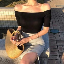 New Thin Summer Top Sexy T Shirt Women Elasticity T-Shirt Korean Style Woman Clothes Slim Tshirt Female Casual Short Sleeve Tops