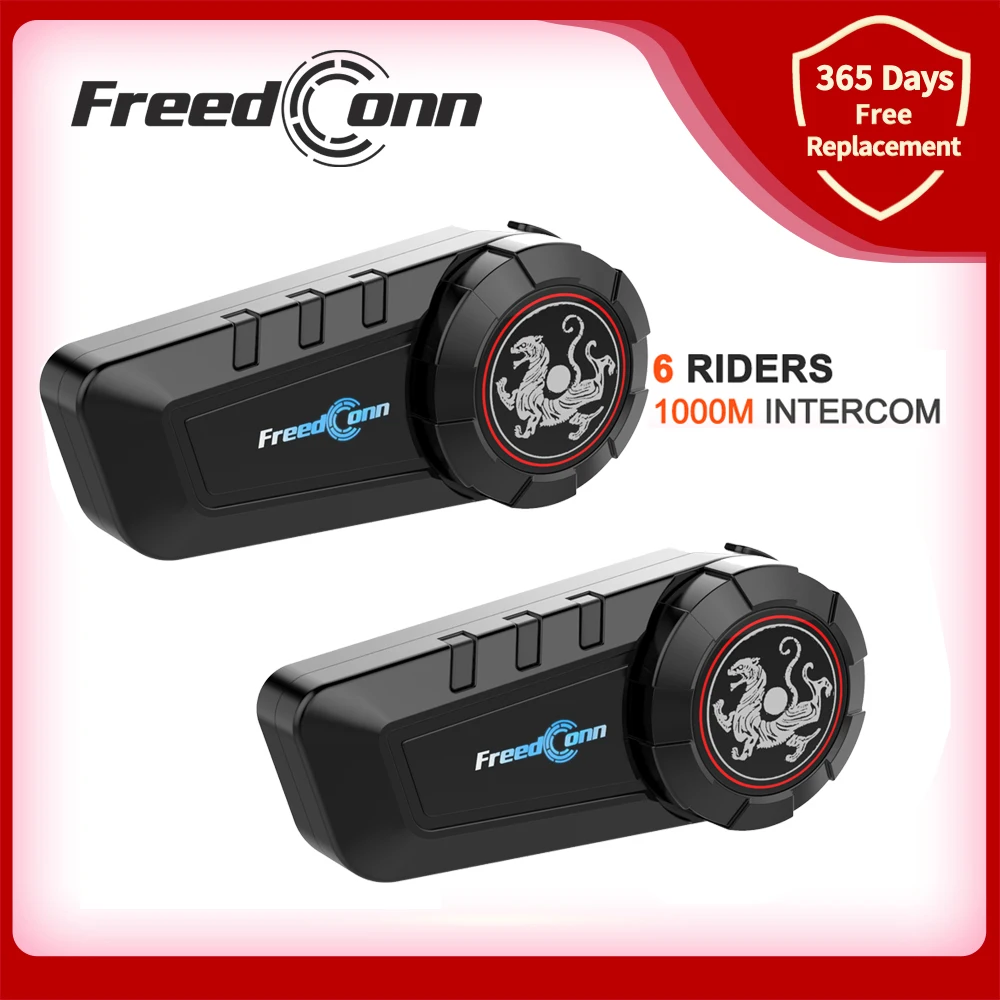 

2PCS FreedConn Newest KY Pro Motorcycle Bluetooth Headset Music Sharing 1000M 6 Rider Group Communication Helmet Intercom