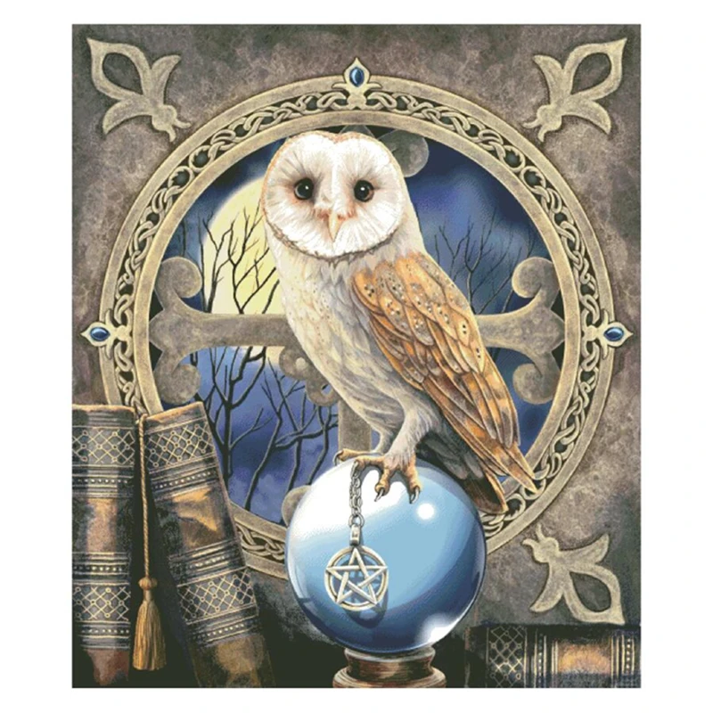 The spell keeper cross stitch kit owl aida 18ct 14ct 11ct unprint canvas cotton thread counted needlework thread embroidery