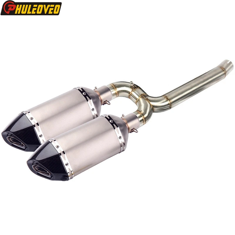 ID:45mm for Yamaha FZ6 FZ6N FZ6S FZ6 FAZER FZ6 S2 FZ6 FAZER S2 2004-2011 Motorcycle Exhaust System Link Pipe Carbon Muffler Pot