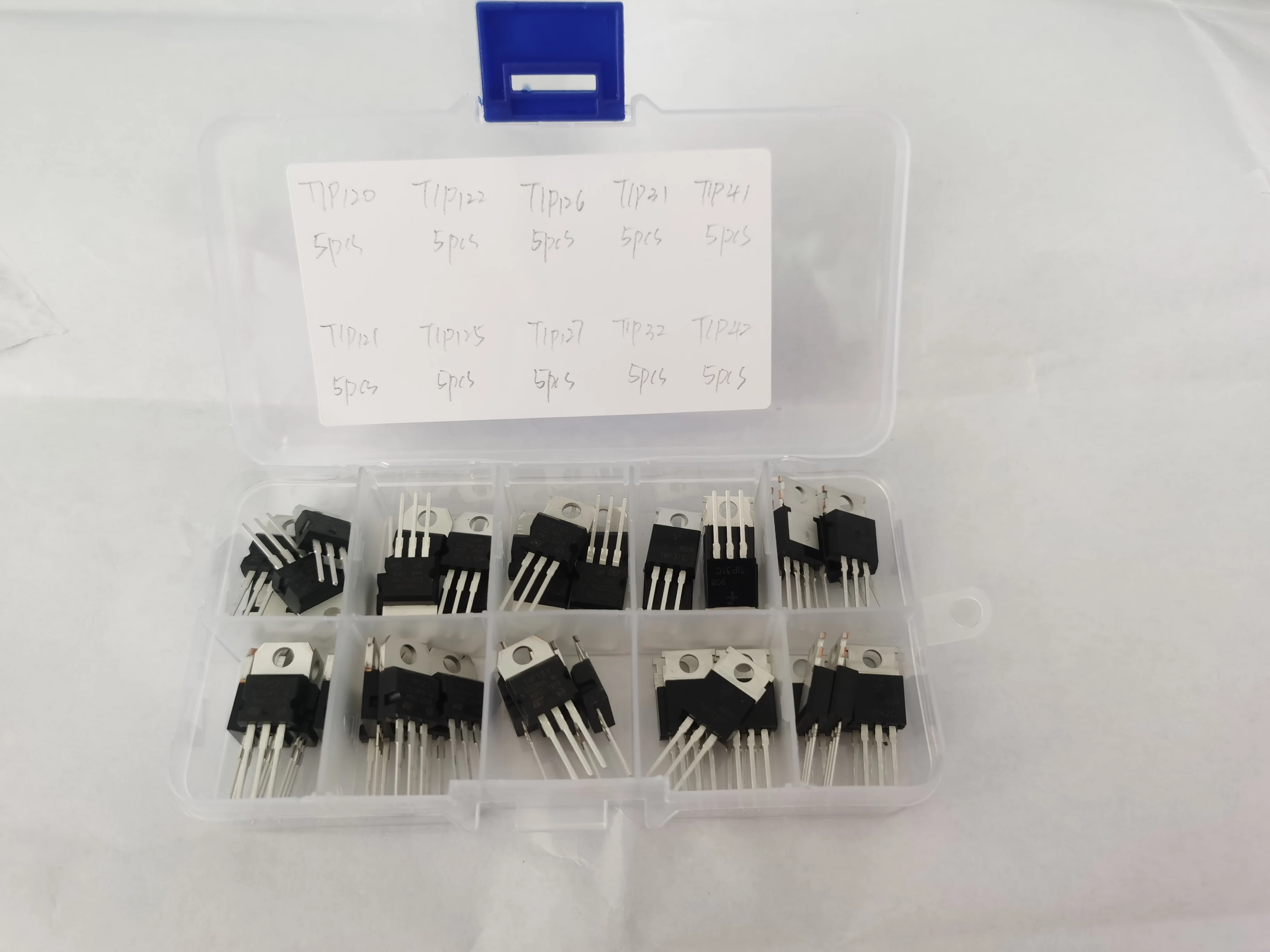 50pcs 10Types TIP Series Transistors Assortment Kit, Including TIP31 TIP32 TIP41 TIP42 TIP120 TIP121 TIP122 TIP125 TIP126 TIP127