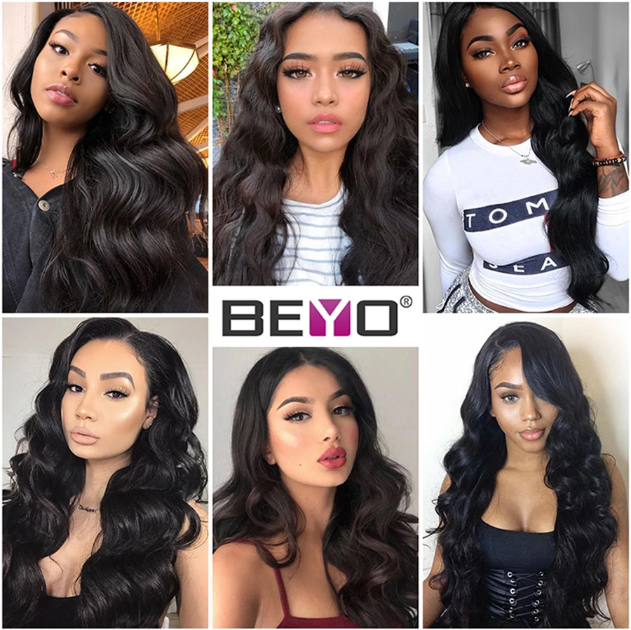 Beyo Body Wave Bundels Met Frontale Peruaanse Haar Bundels Met Sluiting Human Hair Bundels Met Kant Frontale Sluiting NonRemy Haar