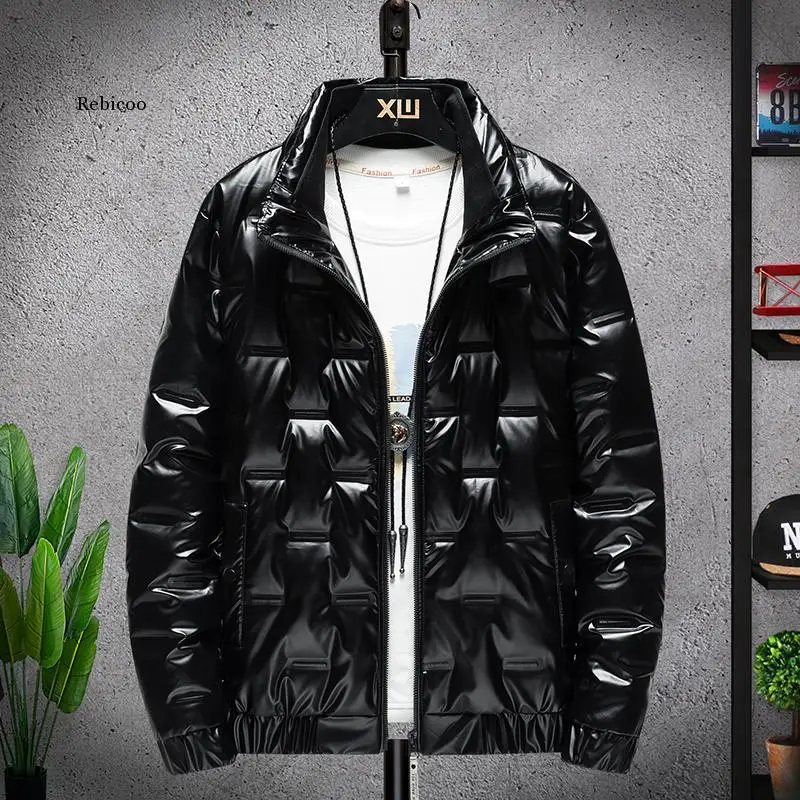 Neue Winter Warm Männer Glänzende Jacke Qualität Jacke Männer Dicke Winter Kragen Warme Bomber Parka Wasserdicht Winddicht Mantel Parkas