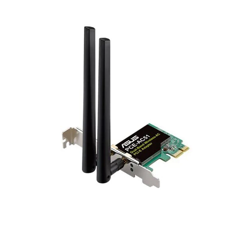 ASUS-tarjeta adaptadora WiFi PCE-AC51 AC750 PCIe, adaptador inalámbrico de doble banda 2x2 802.11AC, velocidades de hasta 750 Mbps