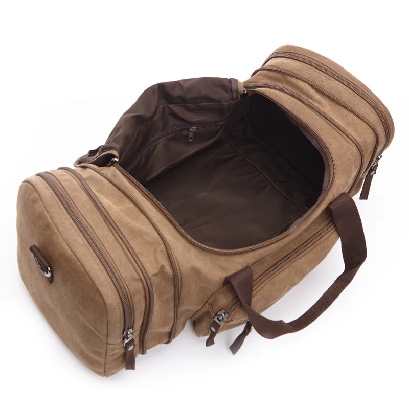 Men Travel Bag Canvas Multifunction Leather Bags Carry on Luggage Bag Men Tote Large Capacity Utility Weekend Duffel Bag