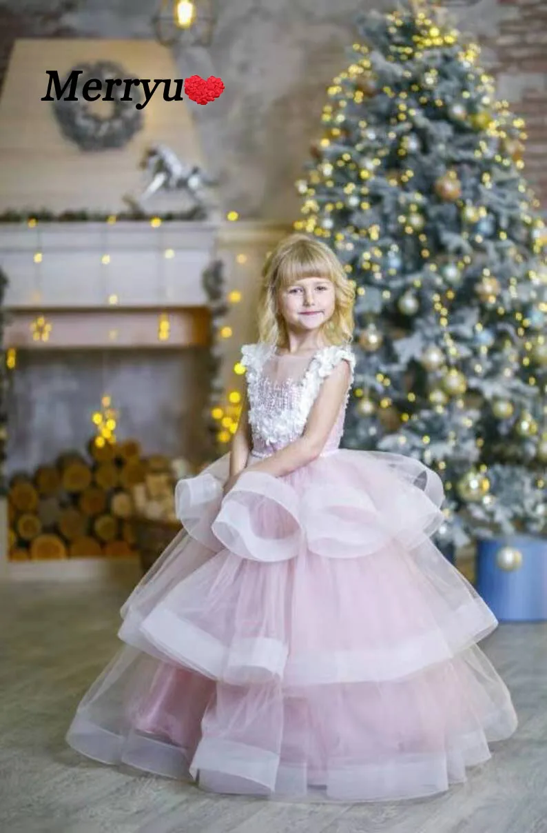 Lange Festzugskleider für kleine Mädchen für Hochzeiten, Kinder, Erstkommunion, Abschlussball, Ballkleid