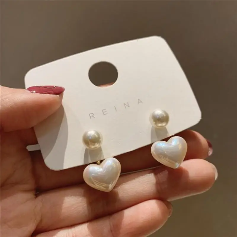 S925 Silver Needle Simple Little Love Imitation Pearl Girl Net Red Temperament Earrings Student Gift Jewelry Earrings For Women