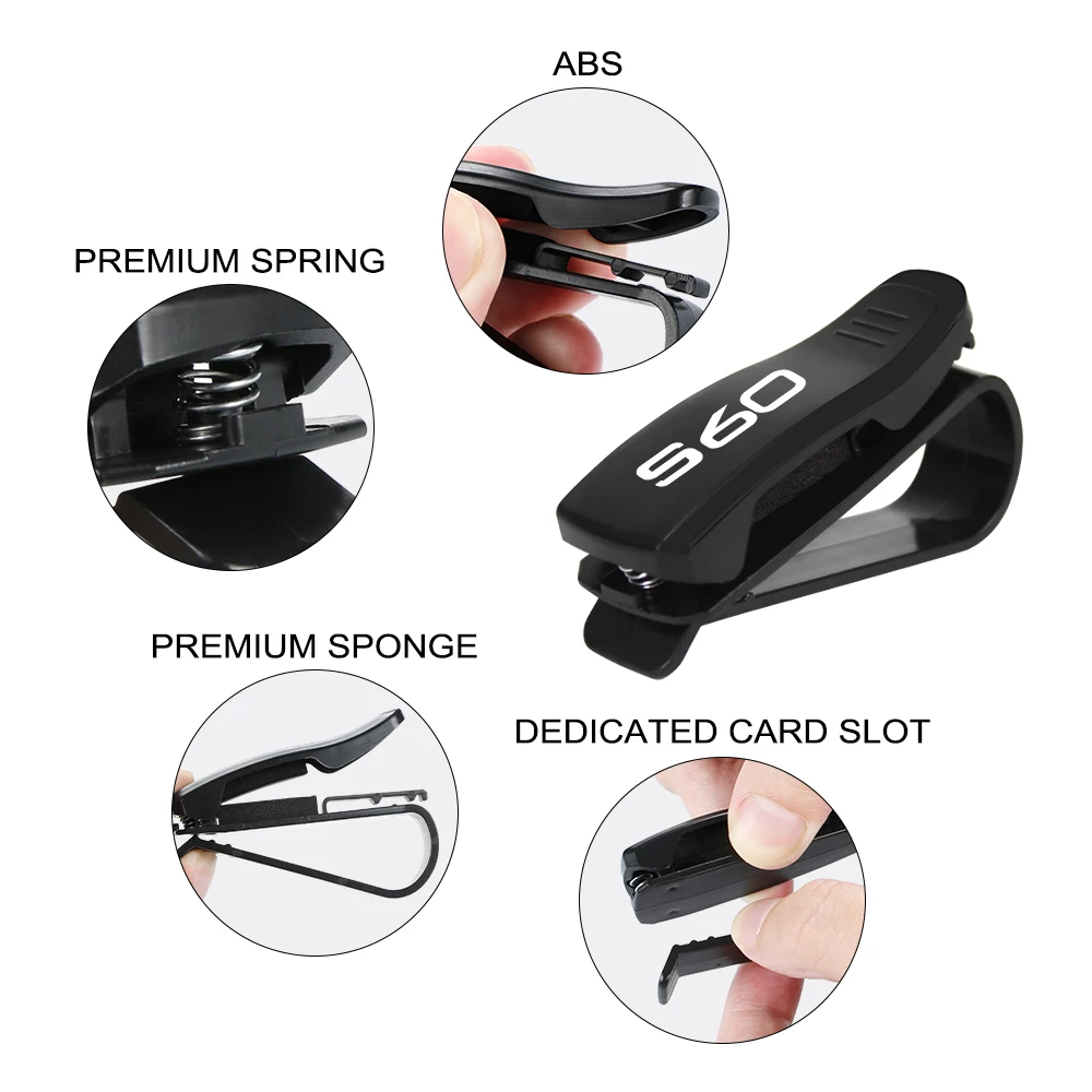 Car Glasses Clip Holder Case For Volvo XC90 XC60 C30 T6 S60 C70 XC40 V40 XC70 V70 V60 V50 S80 S40 AWD V90 S90 Car Accessories